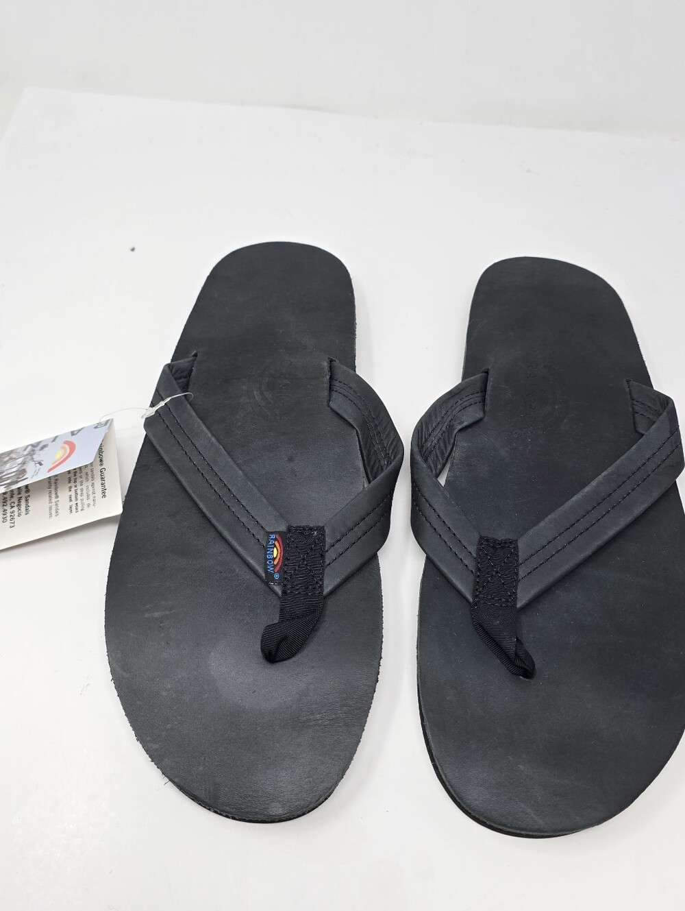Rainbow Mens 12-13.5 XXL Gloss black Leather 301 Alts Flip Flops Sandals